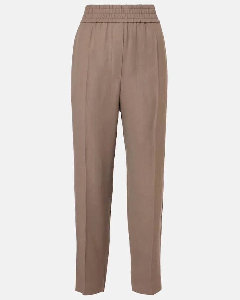 Brunello Cucinelli Pantaloni regular a vita media Marrone