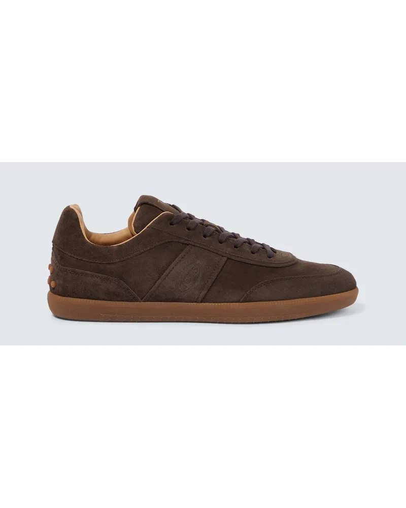 TOD'S Sneakers in suede con logo Marrone
