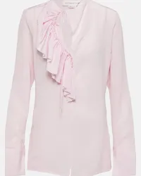 Victoria Beckham Top in crêpe de chine di seta Rosa