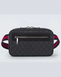 Gucci Marsupio Web Stripe GG in canvas con pelle Nero