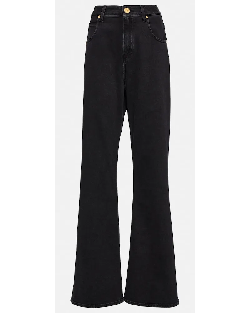 Balmain Jeans flared a vita alta Nero