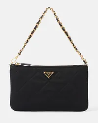 Prada Borsa a spalla Mini in Re-Nylon con pelle Nero