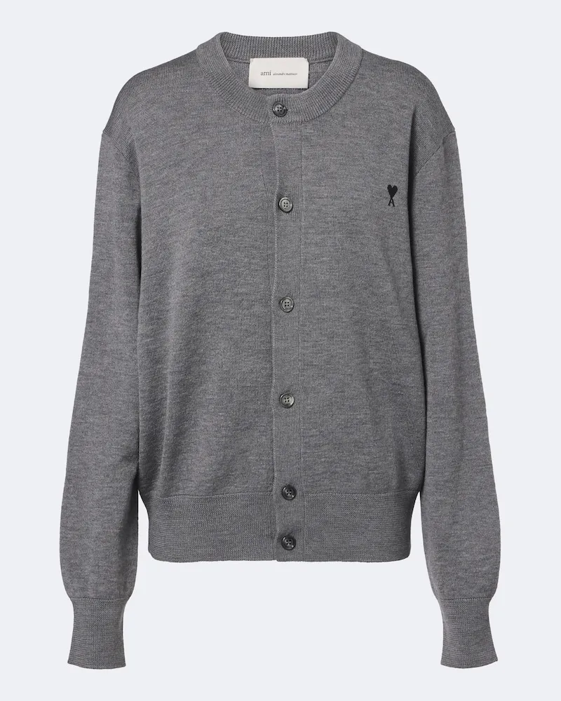 AMI Paris Cardigan in lana Ami de Cœur Grigio