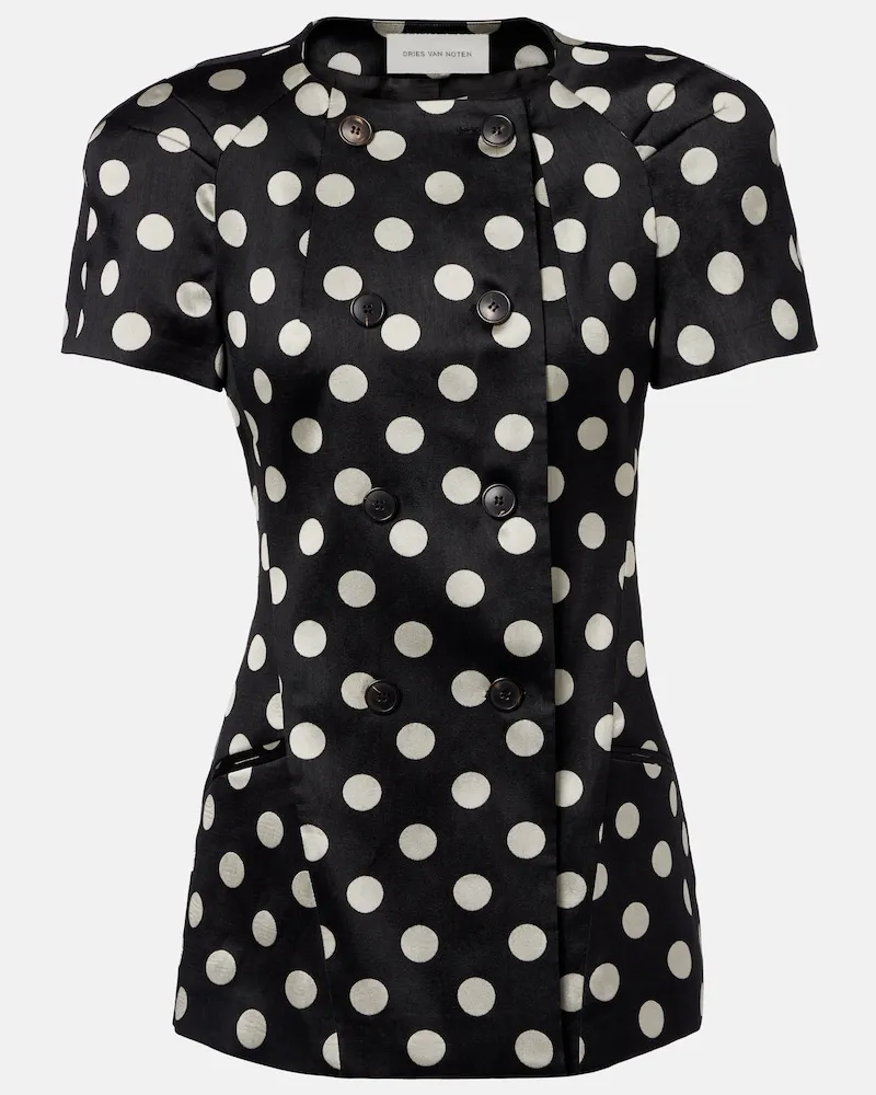 Dries van Noten Giacca doppiopetto a pois Nero
