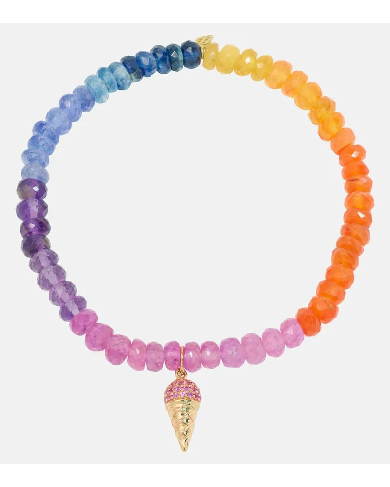 Sydney Evan Bracciale Ice Cream Cone in oro 14kt con zaffiri Multicolore