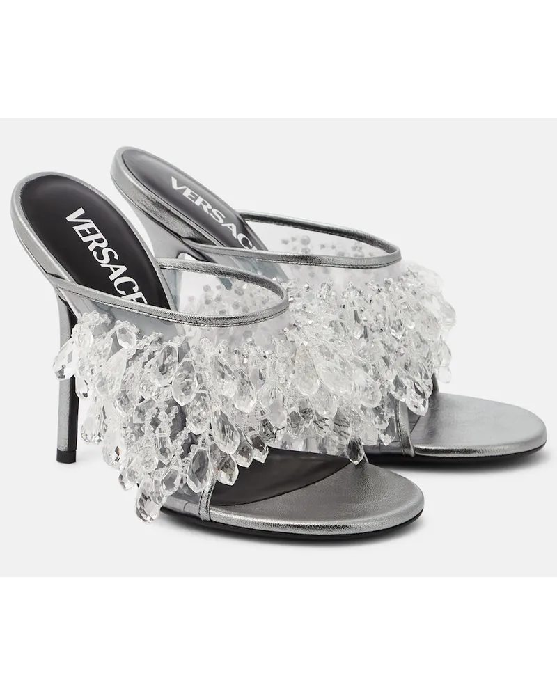 Versace Mules in PVC con cristalli Argento