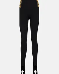 Balmain Leggings a vita alta con staffe Nero