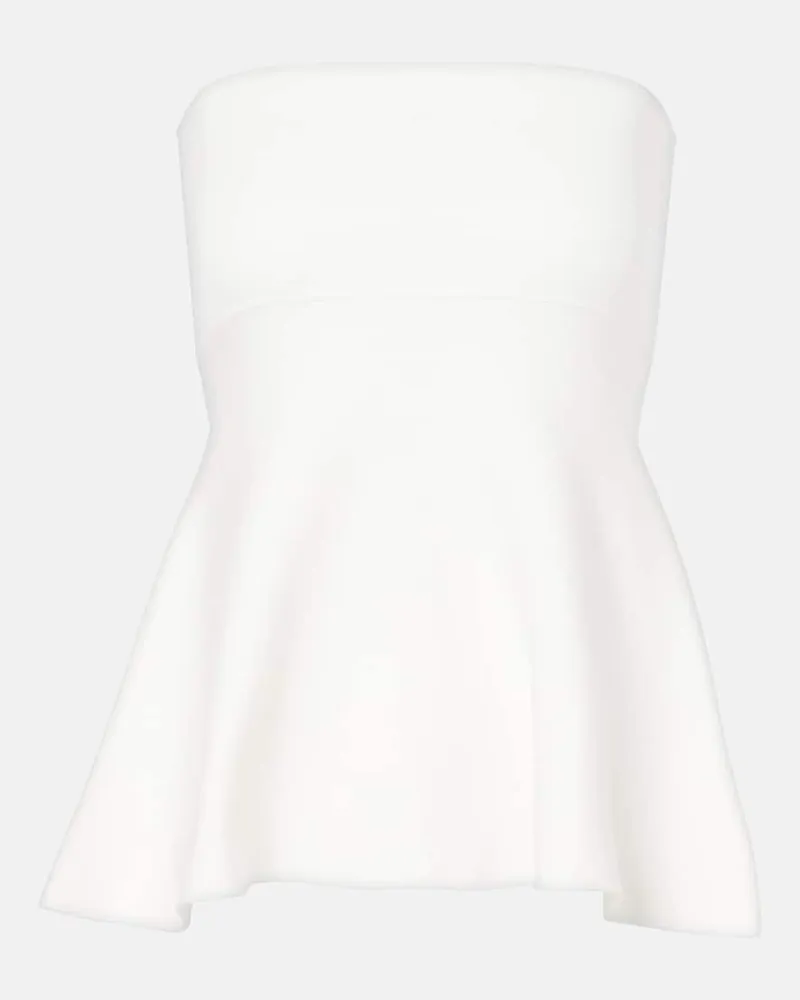FRANKIE Shop Top Agathe in maglia con peplum Bianco