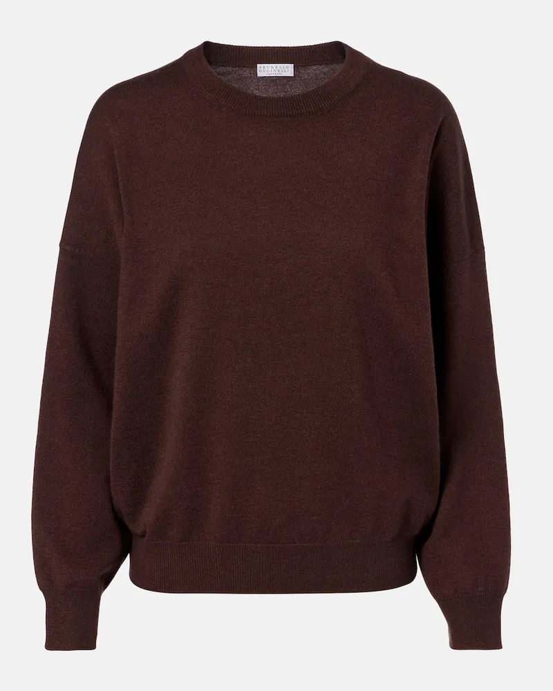 Brunello Cucinelli Pullover in cashmere a collo alto Marrone