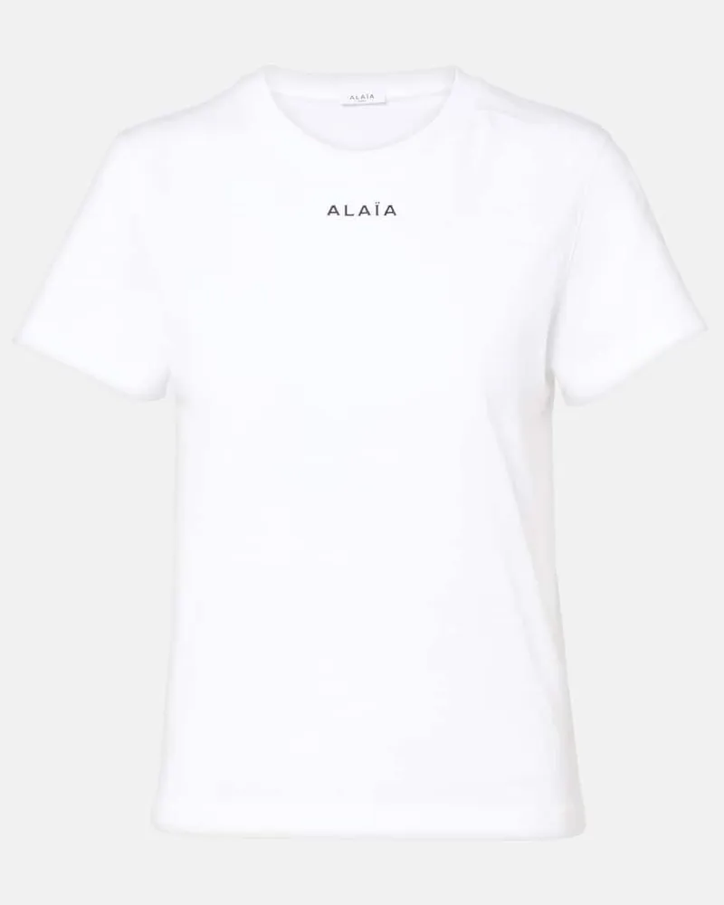 Alaïa AlaÃ¯a T-shirt in jersey di cotone con stampa Bianco
