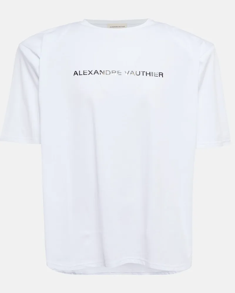 Alexandre Vauthier T-shirt in jersey di cotone con logo Nero