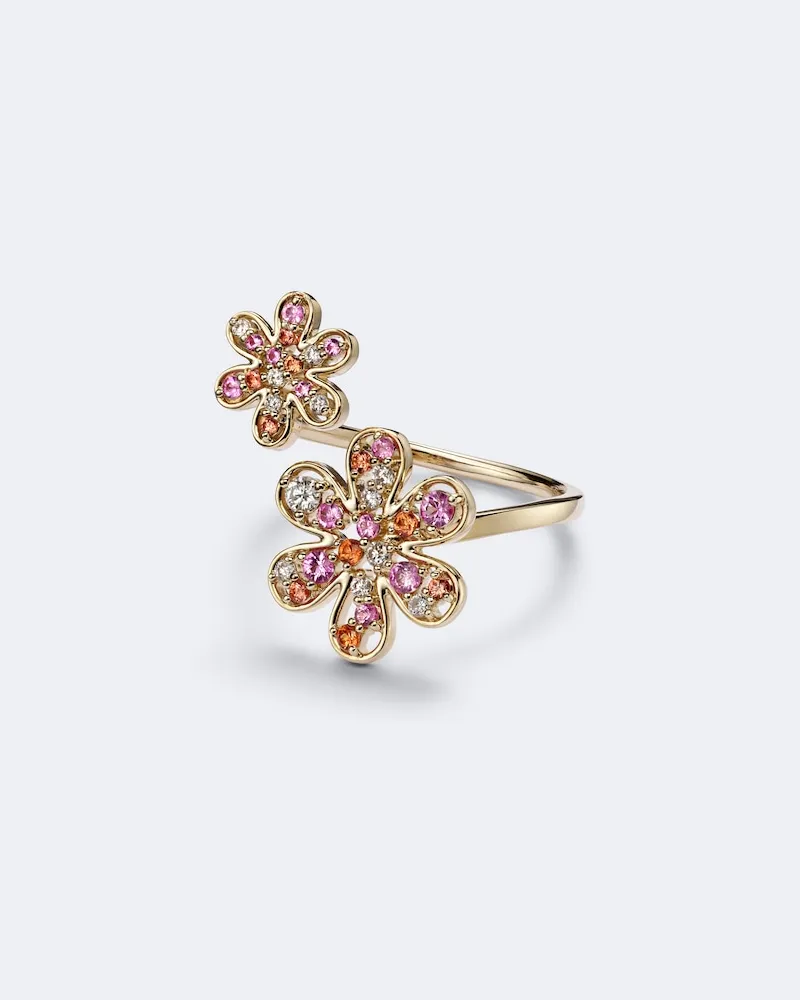 Sydney Evan Anello in oro 14kt con zaffiri e diamanti Oro