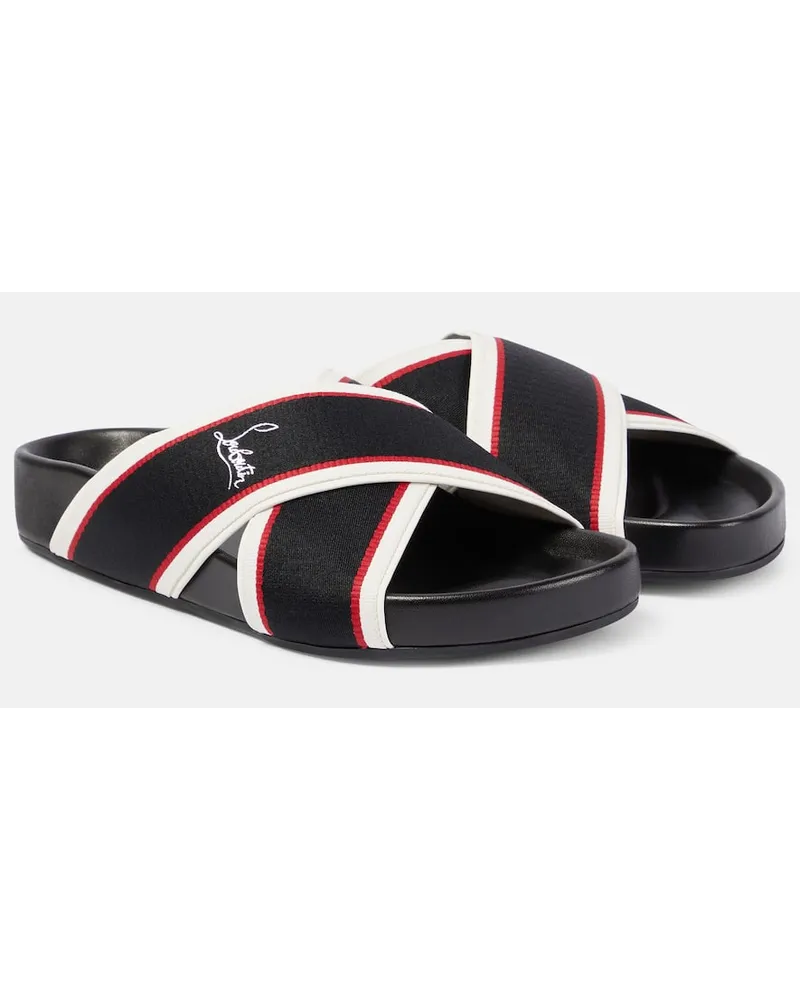 Christian Louboutin Sandali Hot Cross Bizz in canvas e pelle Nero