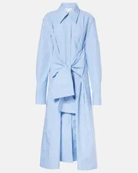 Jil Sander Abito chemisier in cotone a righe Blu