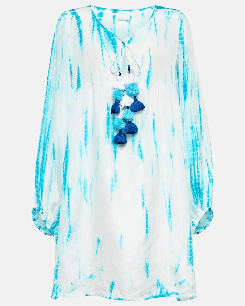 Anna Kosturova Miniabito tie-dye in seta Blu