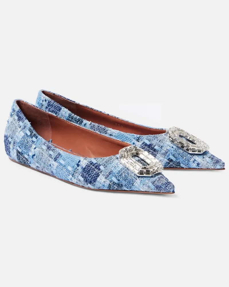Amina Muaddi Pumps Camelia 90 in tweed Blu