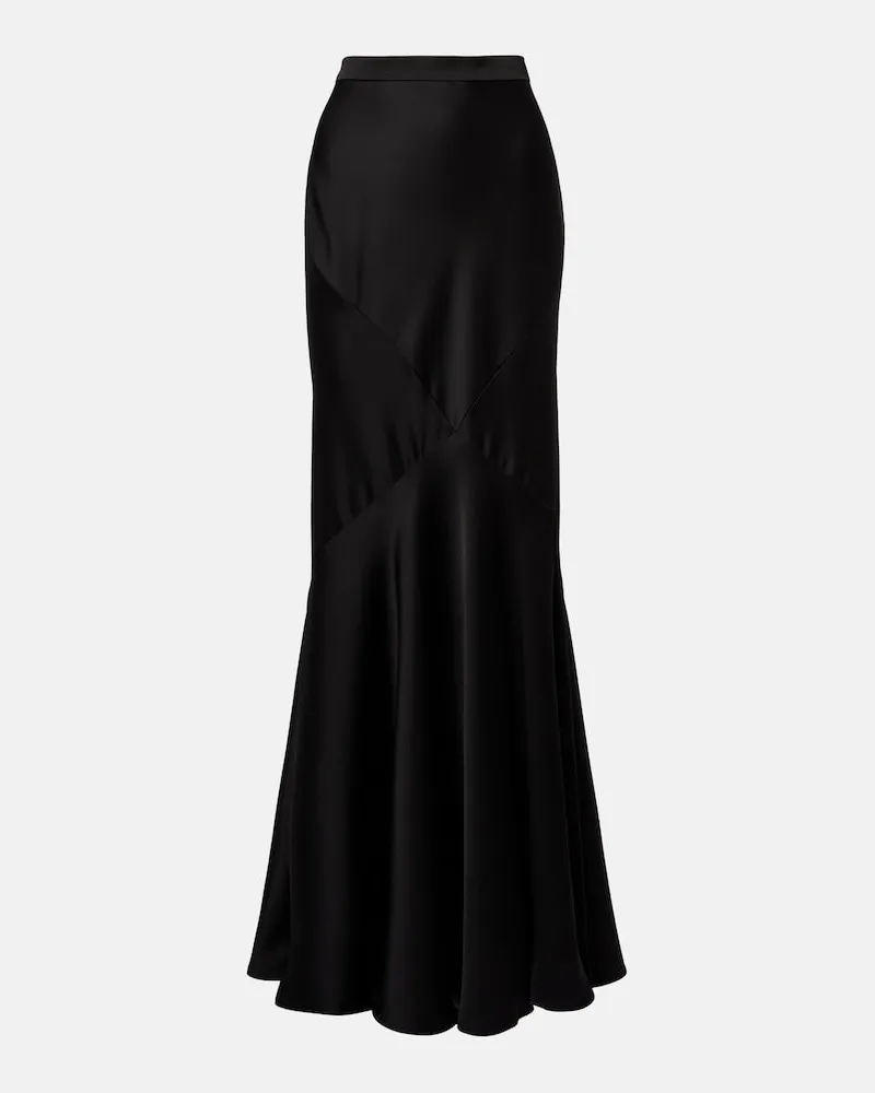 Max Mara Gonna lunga Acerbo in satin Nero