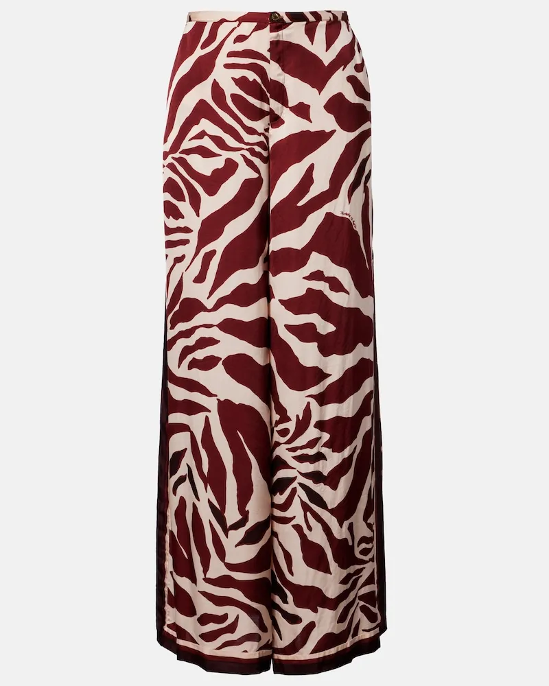 Poupette St Barth Pantaloni palazzo Clea con stampa animalier Marrone