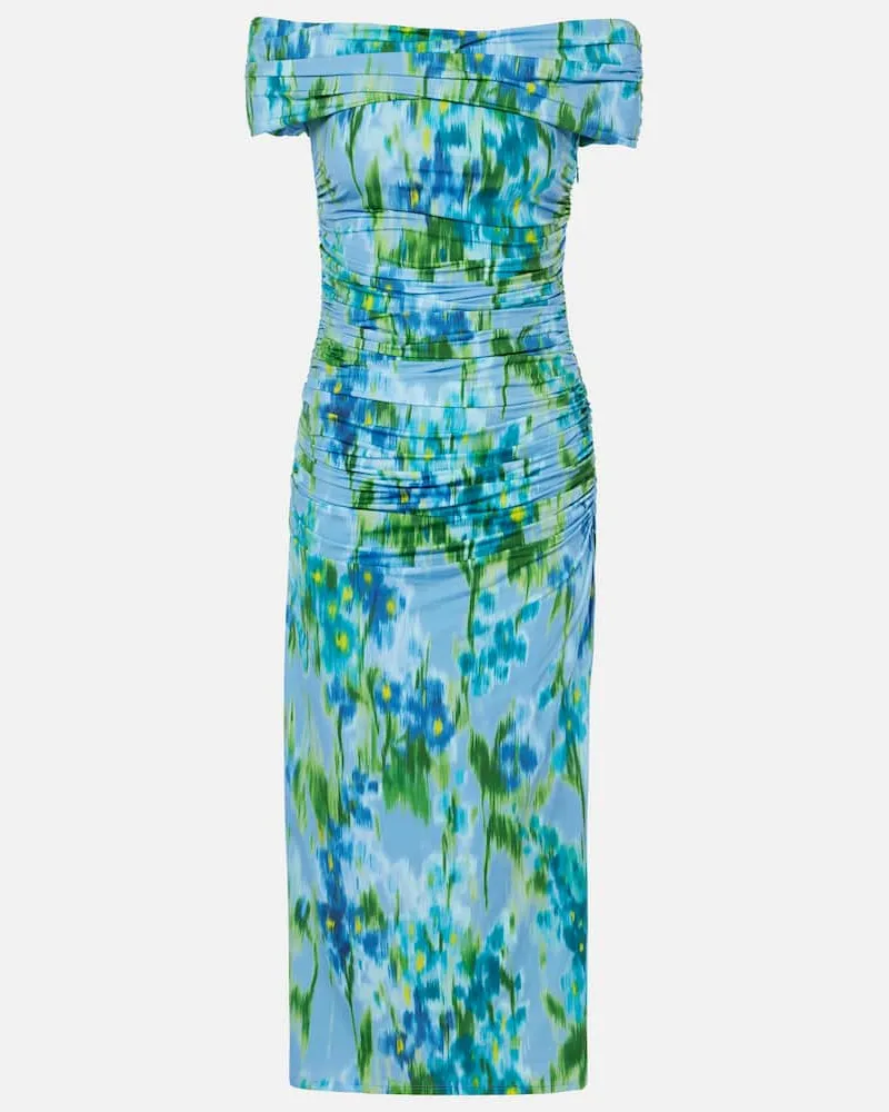 Carolina Herrera New York Abito midi con scollo bardot Multicolore