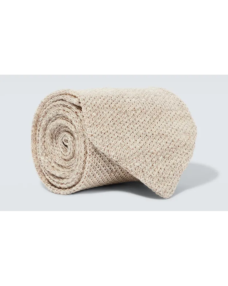 Thom Sweeney Cravatta in maglia di lino Beige