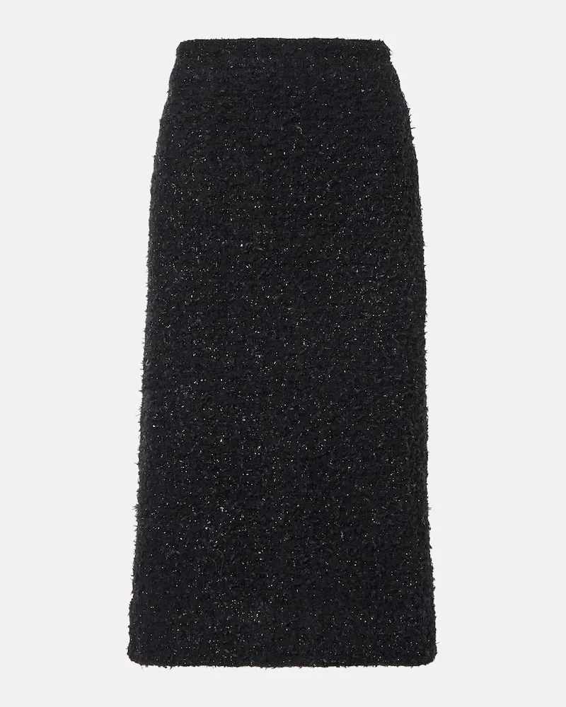 Balenciaga Gonna midi in tweed di misto cotone Nero