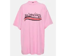 Balenciaga T-shirt in jersey di cotone con logo Rosa