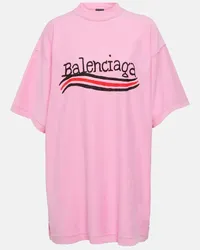 Balenciaga T-shirt in jersey di cotone con logo Rosa