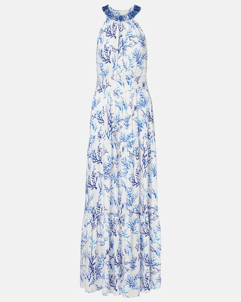 Melissa Odabash Abito lungo Isadora con cristalli Bianco
