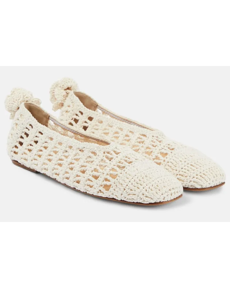 Magda Butrym Ballerine in crochet con applicazioni floreali Bianco