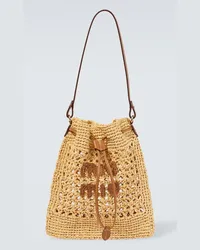 Miu Miu Secchiello Mini in crochet con logo Beige