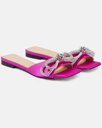 Mach & Mach Mules Double Bow in raso con decorazioni Rosa