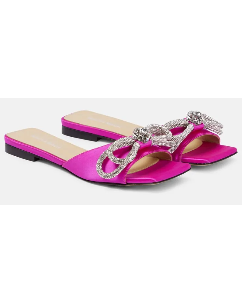 Mach & Mach Mules Double Bow in raso con decorazioni Rosa