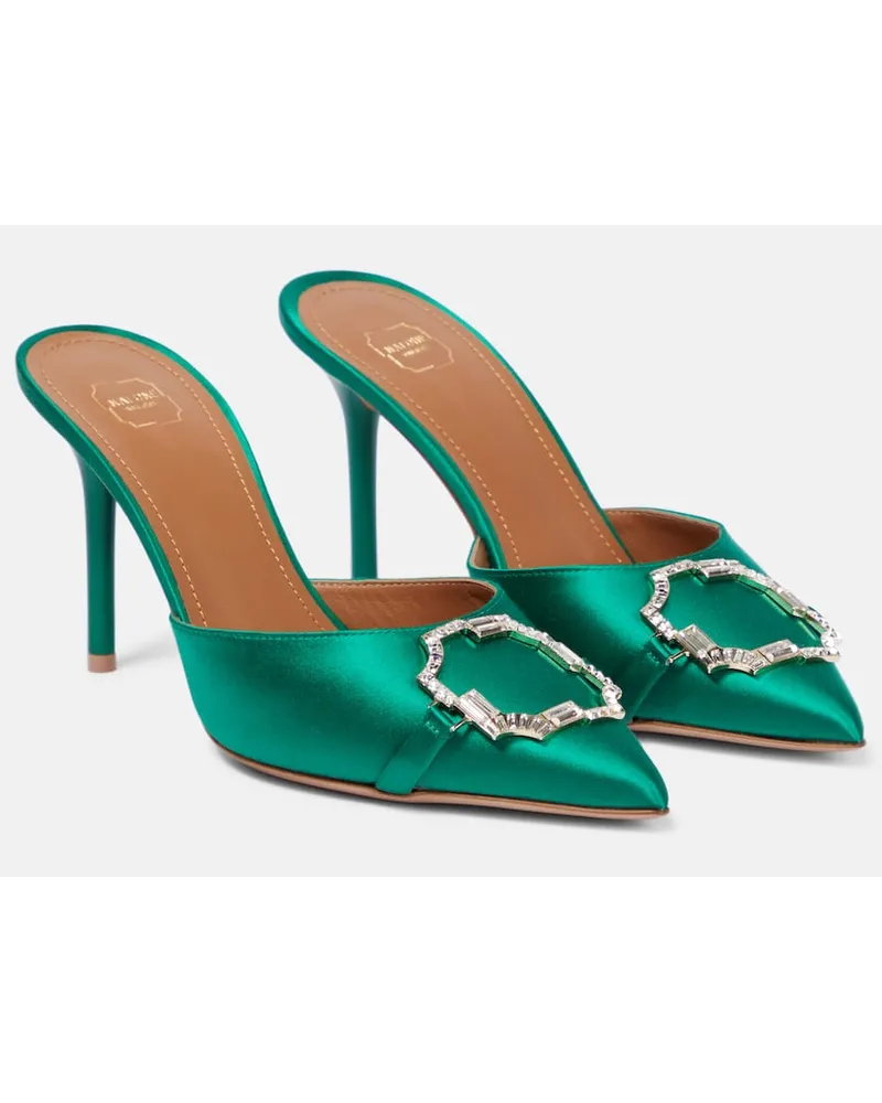 Malone Souliers Mules Missy 85 con cristalli Verde
