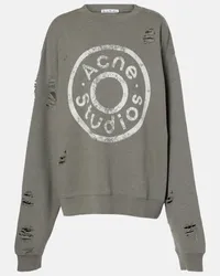 Acne Studios Felpa in misto cotone con logo Grigio