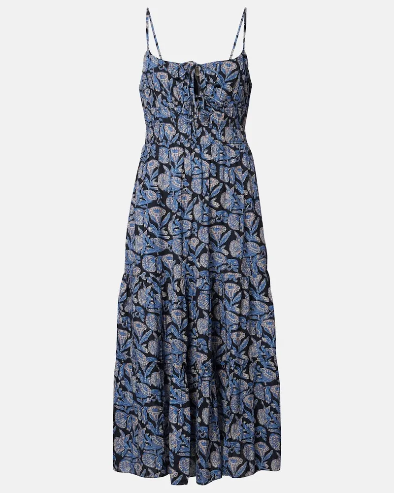 Ulla Johnson Abito midi Aydin in misto cotone Blu