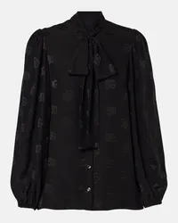 Dolce & Gabbana Blusa in seta DG con fiocco Nero