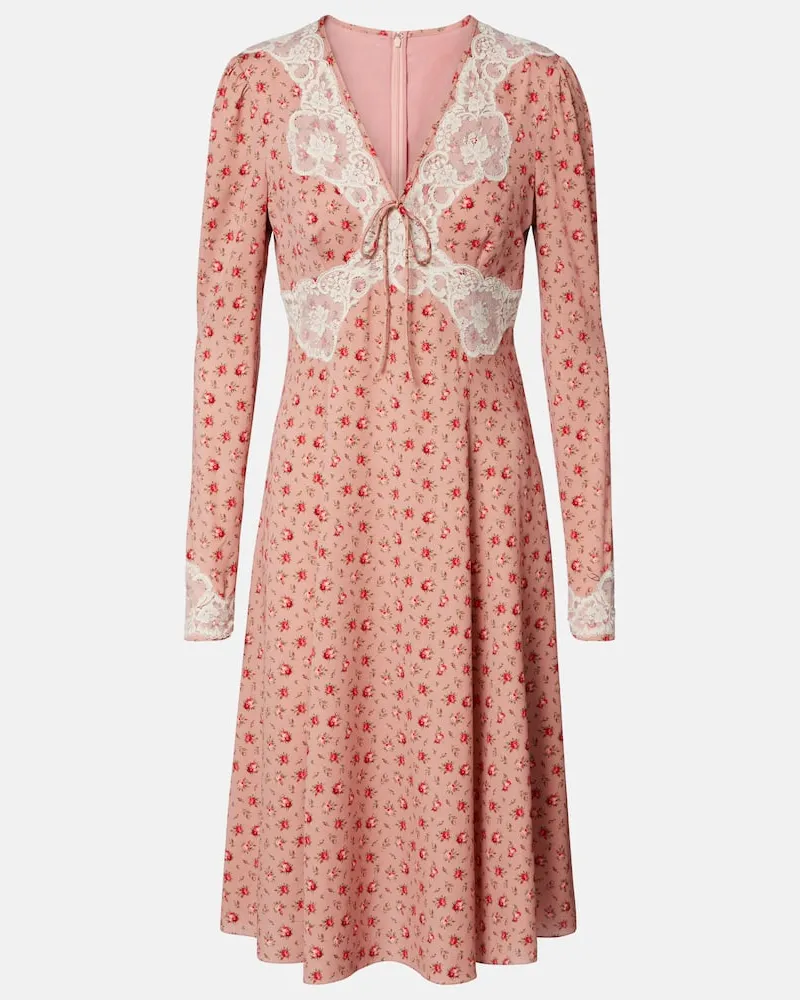 Dolce & Gabbana Abito midi in misto seta con stampa Multicolore