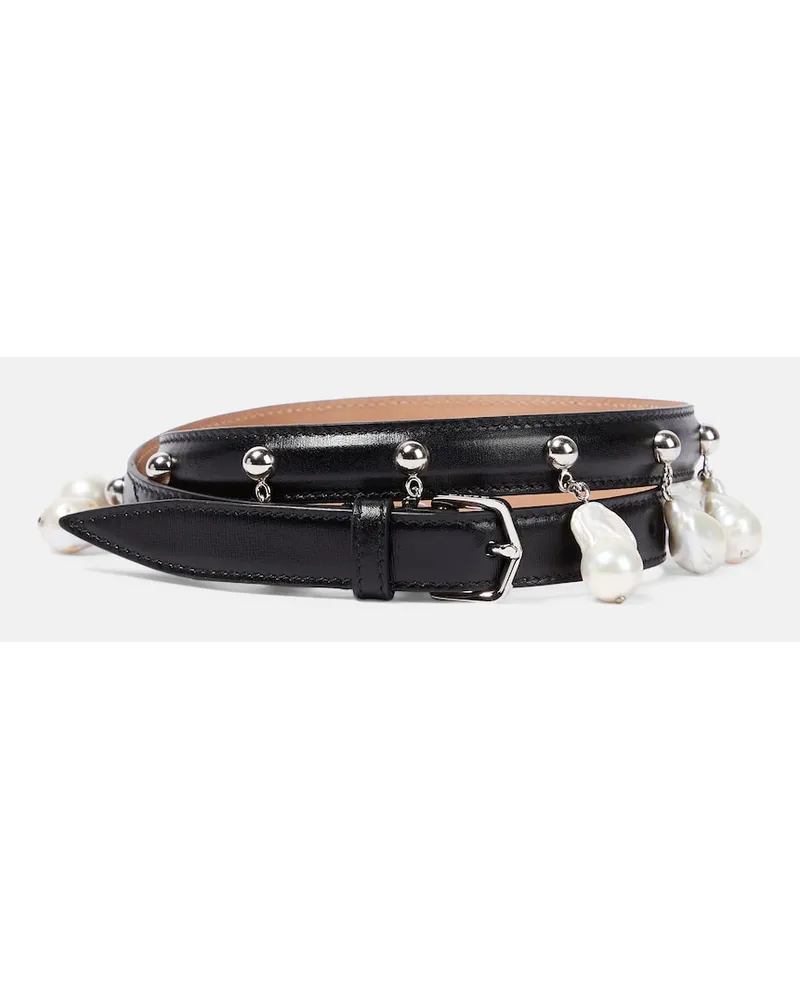 Alaïa AlaÃ¯a Cintura in pelle con perle bijoux Nero