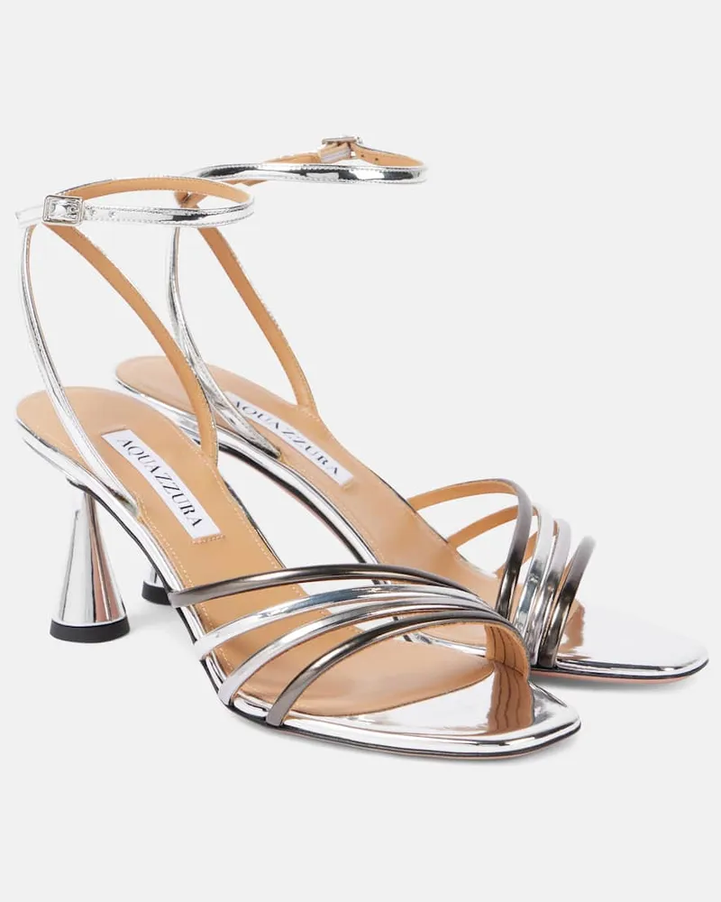Aquazzura Sandali Latour 75 in pelle metallizzata Argento