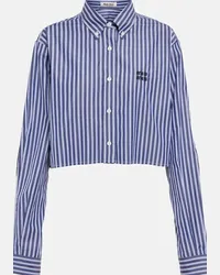 Miu Miu Camicia cropped in cotone a righe Blu