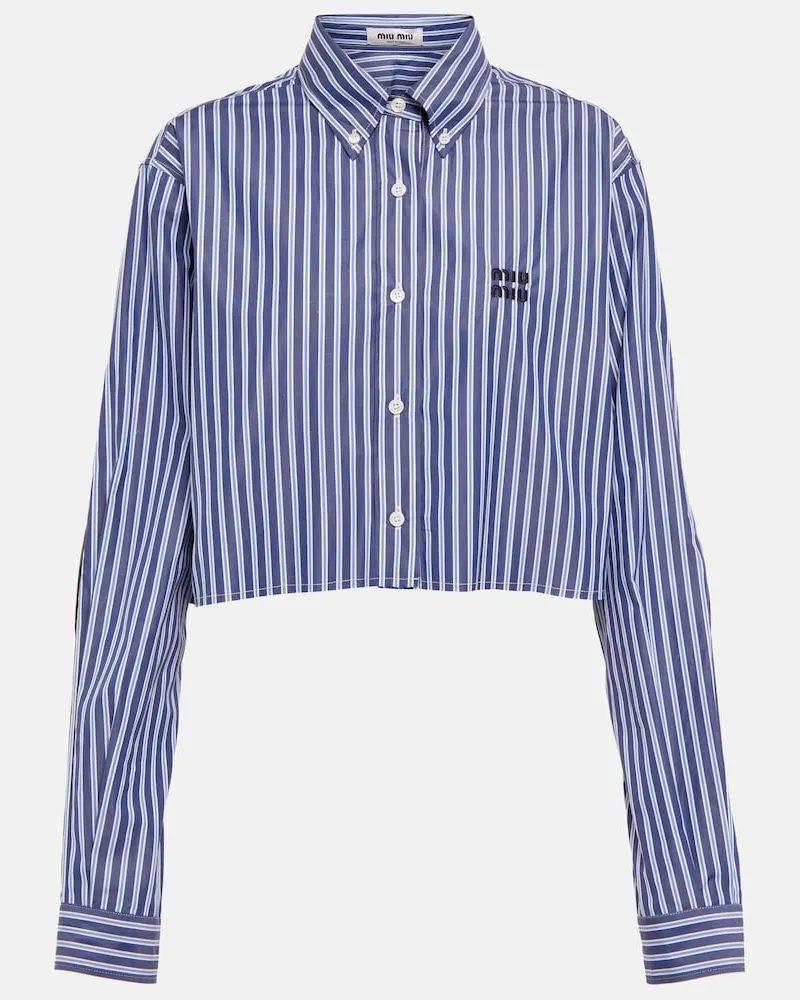 Miu Miu Camicia cropped in cotone a righe Blu