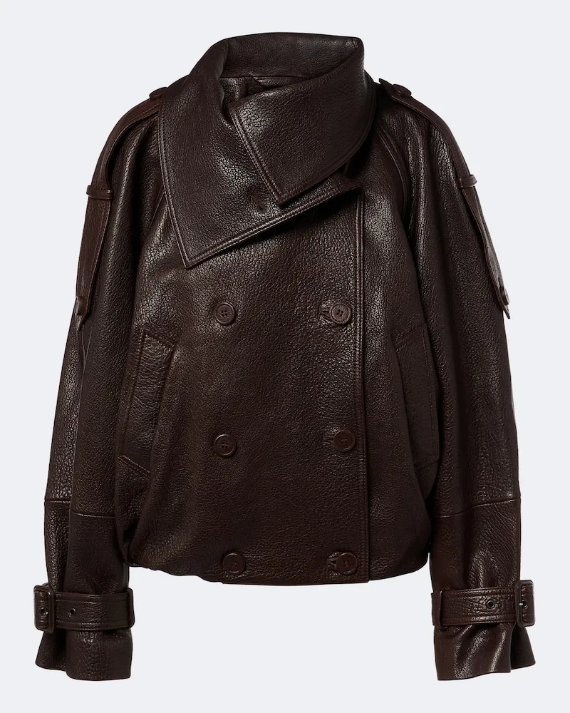 Acne Studios Giacca cropped in pelle Marrone