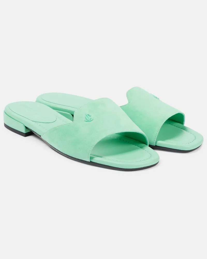 Jimmy Choo Sandali Dina in suede con logo Verde