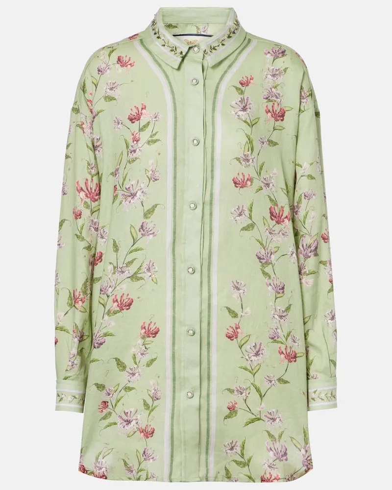 AGUA BENDITA Camicia Cecilia Honeysuckle in lino Verde