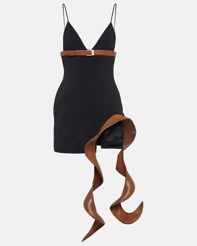 David Koma Miniabito in cady con finiture in pelle Multicolore
