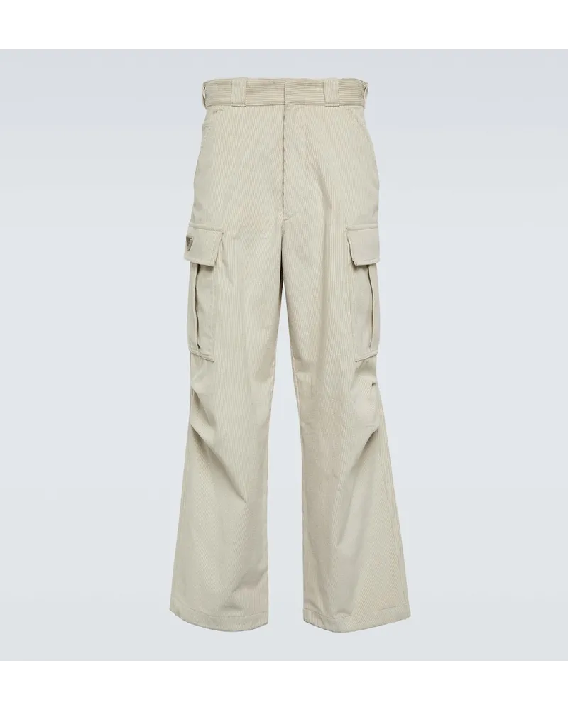 Prada Pantaloni cargo in cotone Bianco