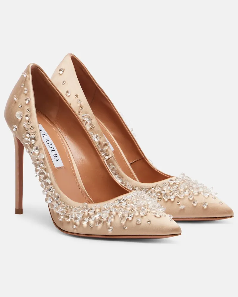 Aquazzura Pumps Constellation in raso con cristalli Beige