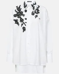 Dolce & Gabbana Camicia in popeline di cotone con pizzo Bianco