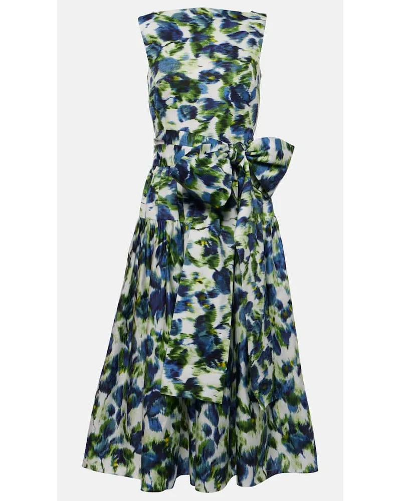Erdem Abito midi in cotone con stampa Bianco