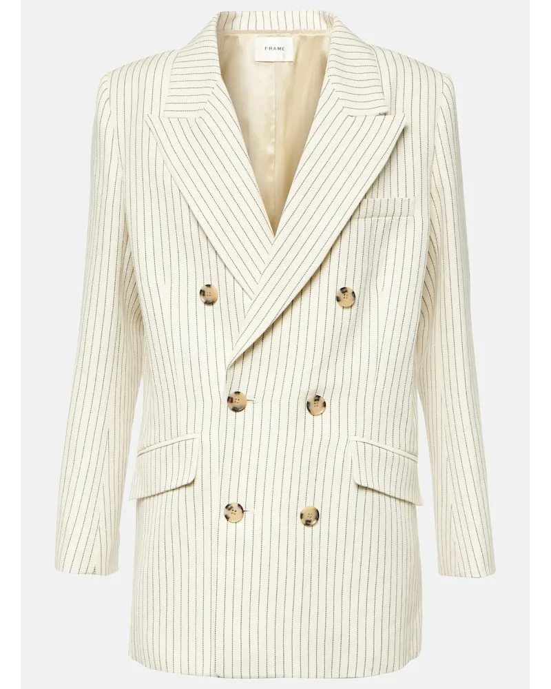 Frame Denim Blazer in cotone e lino a righe Neutro